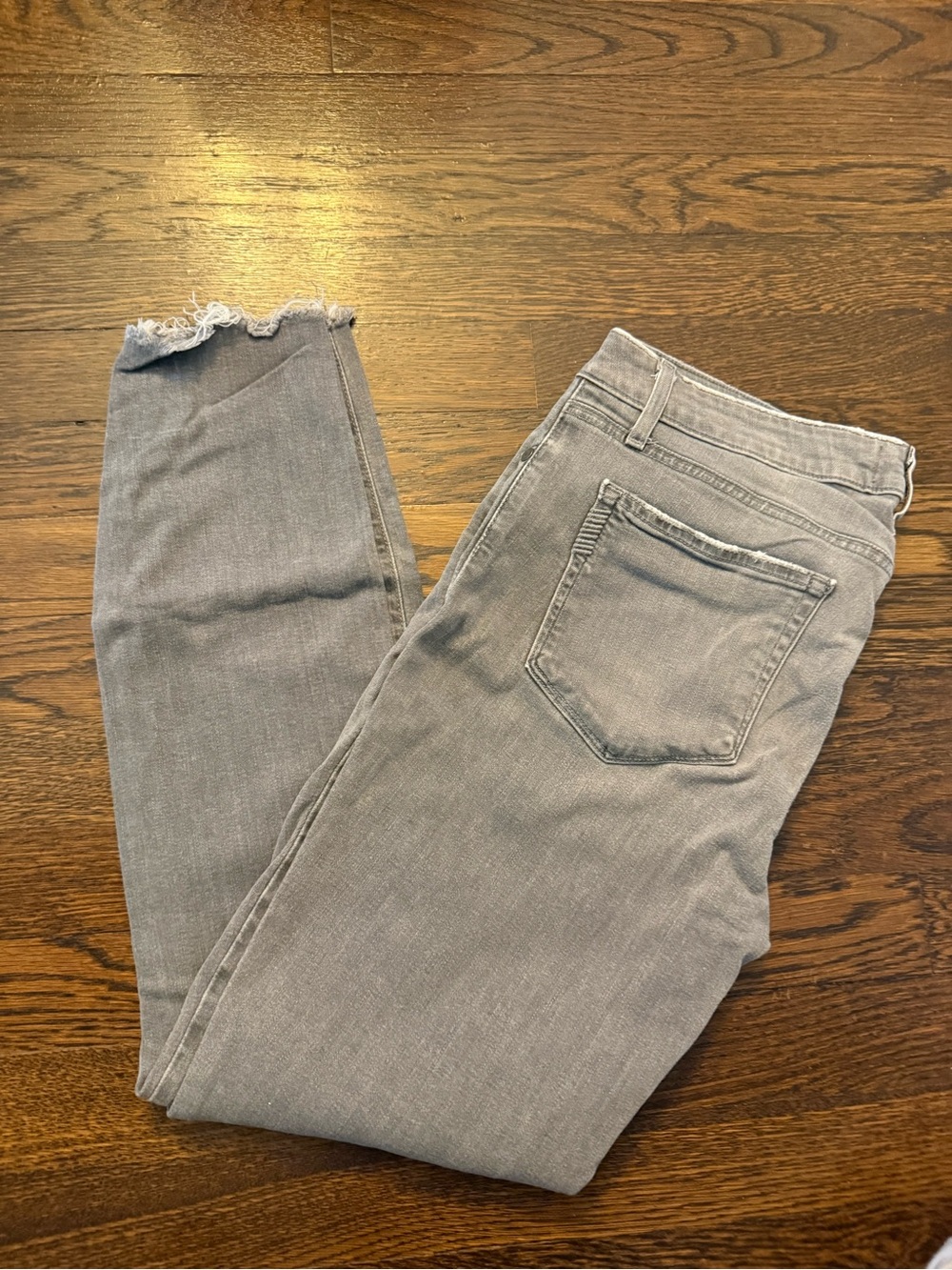 PAIGE Gray Raw-Hem Skinny Jeans